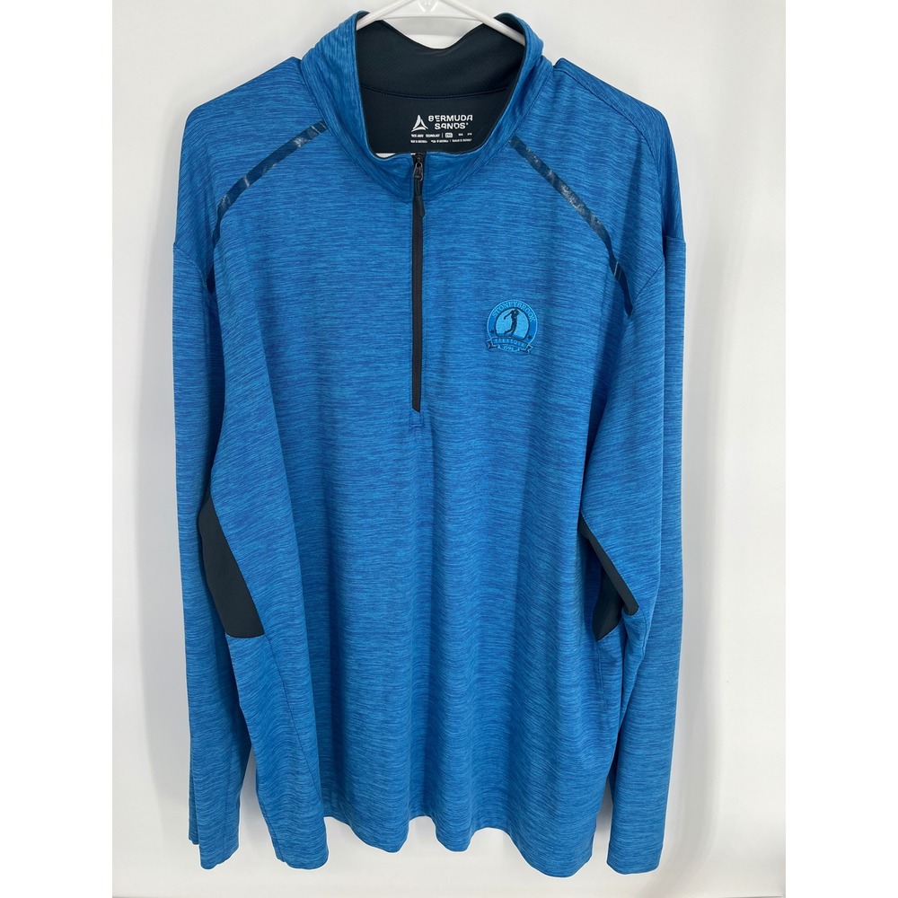 Bermuda Sands Mens 2XL Blue Space Dye 1/4 Zip Golf Pullover Stoneybrook Sarasota